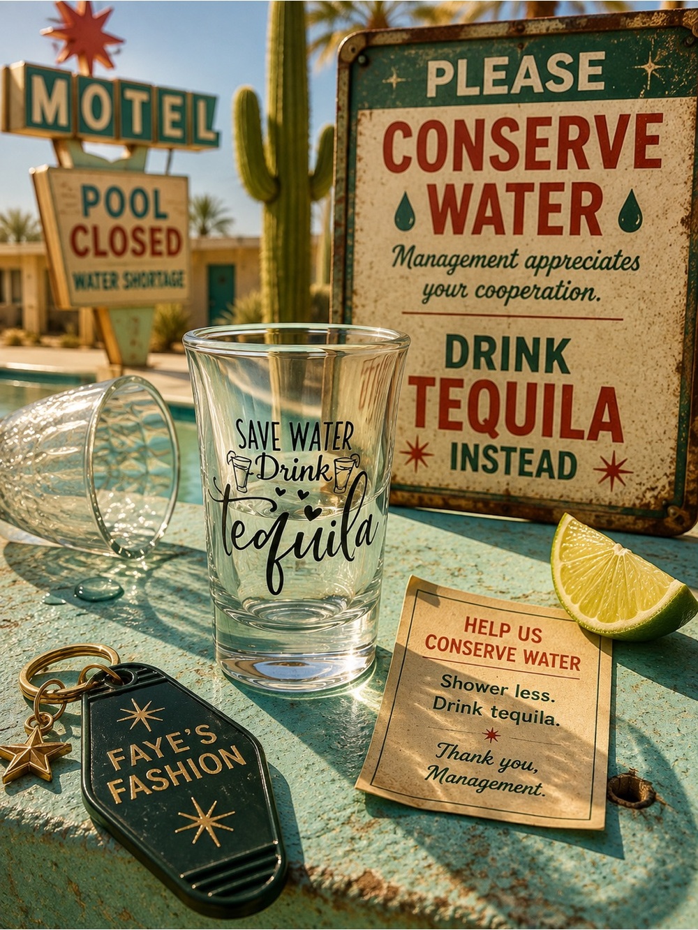 Clear Shot Glass - 'Save Water Drink Tequila'